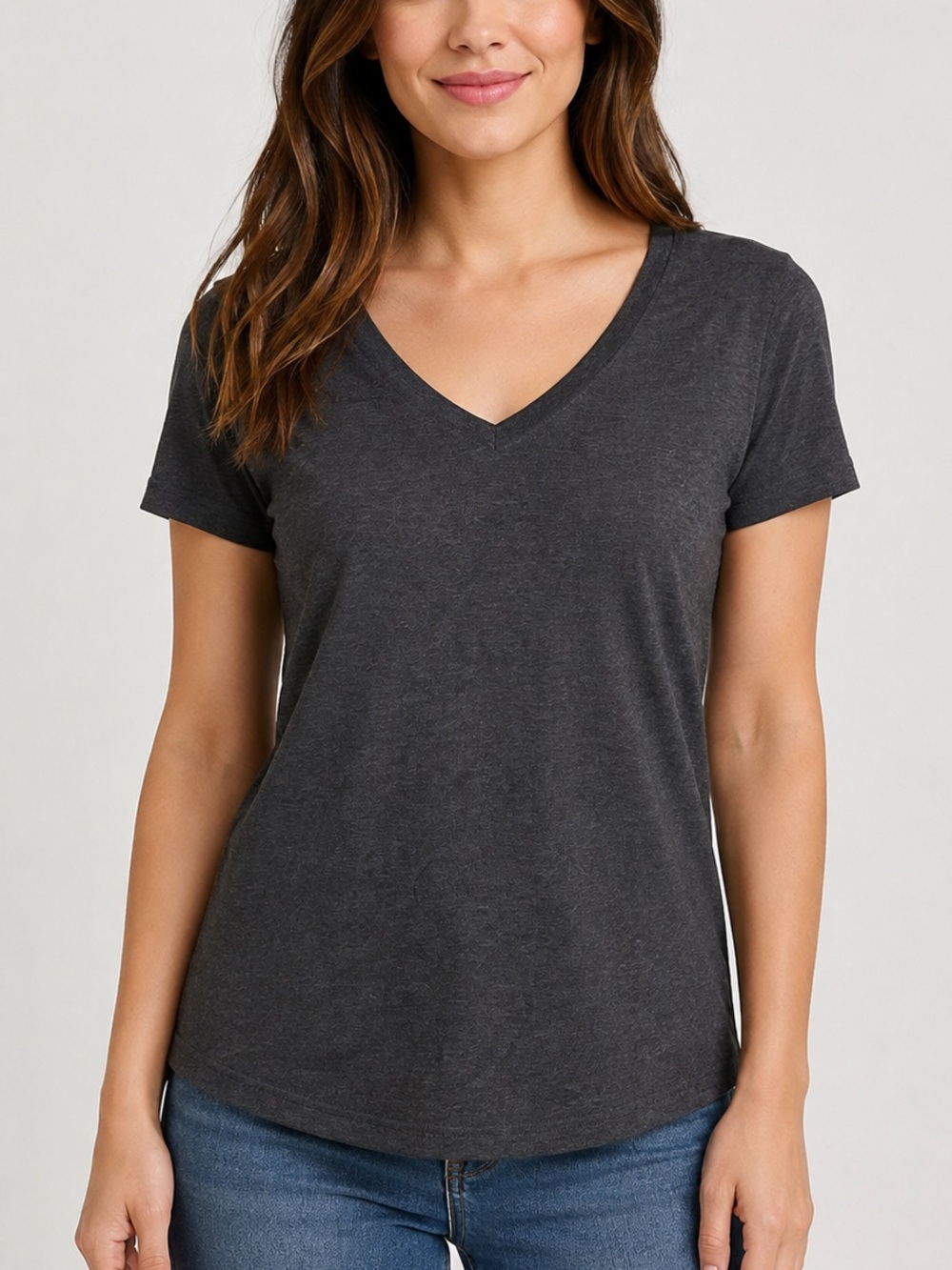 Bottoms Out Women’s V-Neck T-Shirt Charcoal Heather Size Small lounge comfy NWT